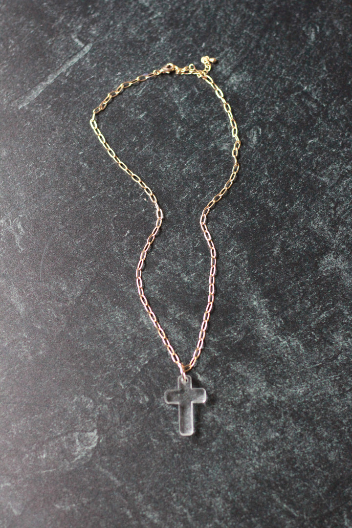 Clear Acrylic Cross Necklace
