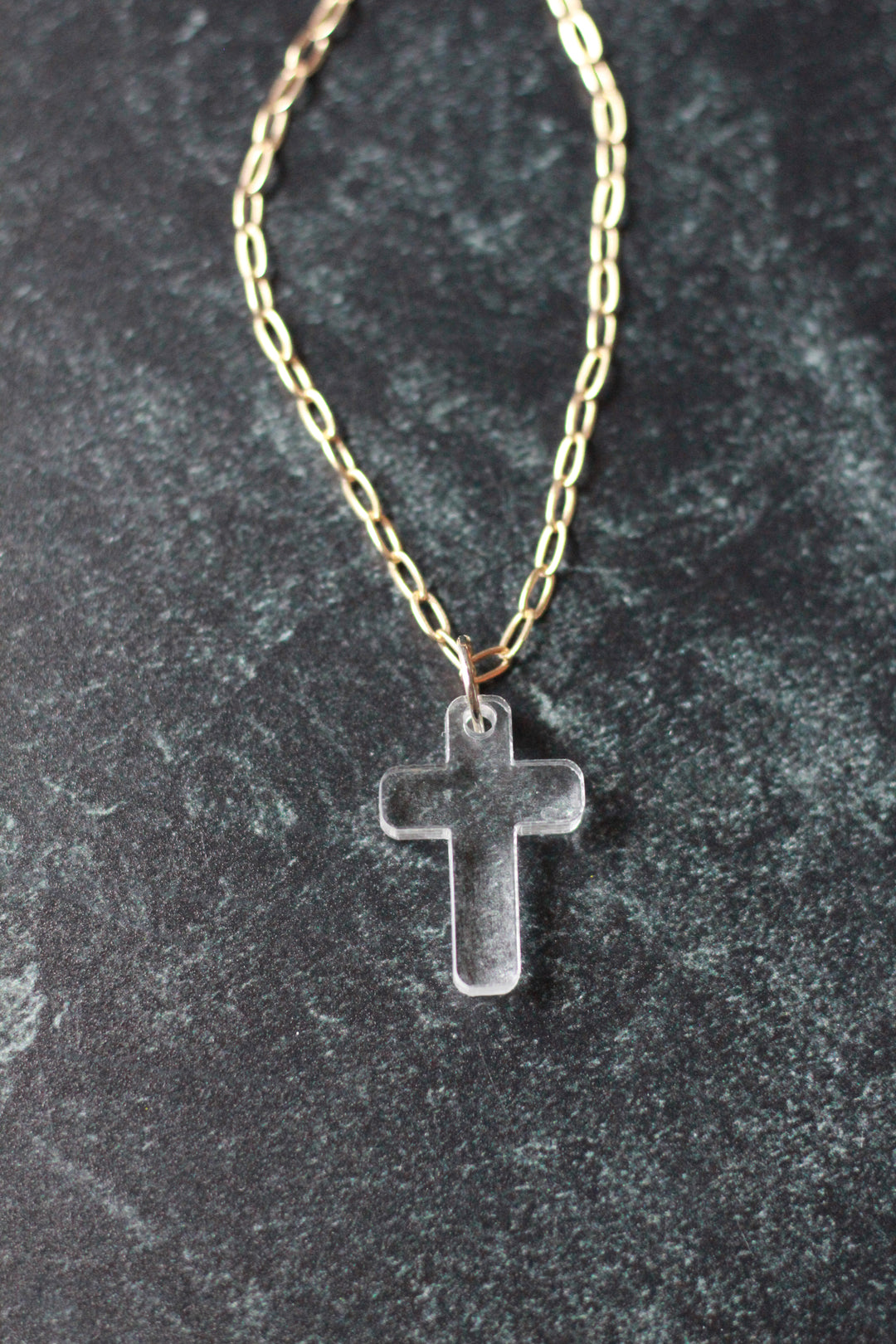 Clear Acrylic Cross Necklace