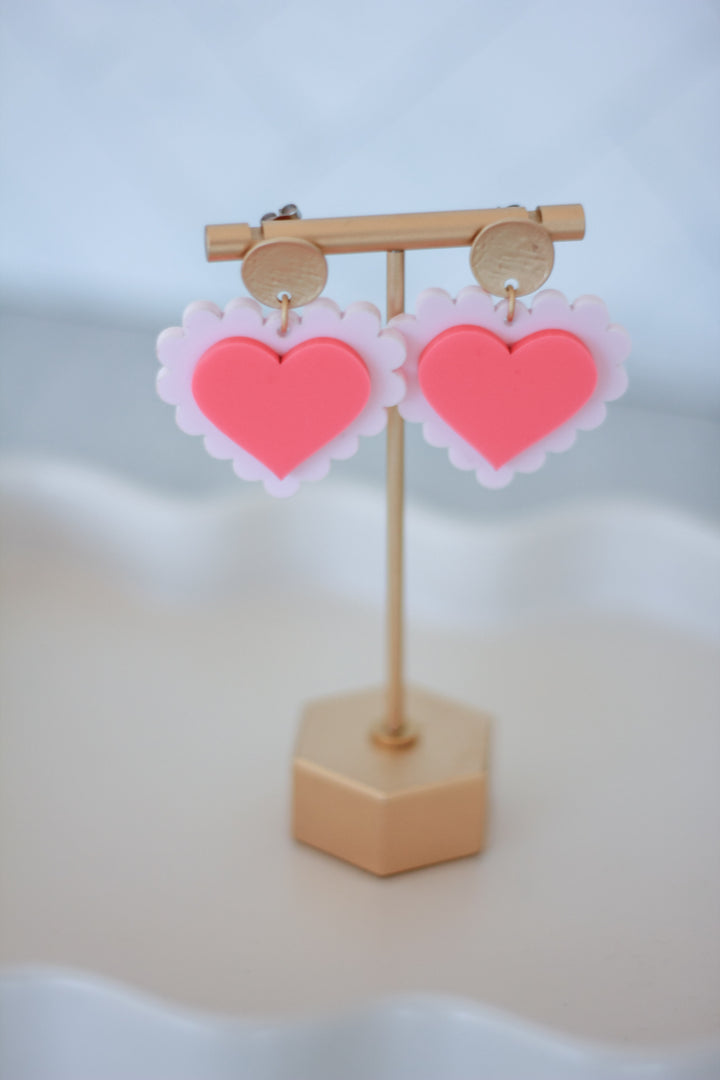 Scalloped Valentine Heart Earrings