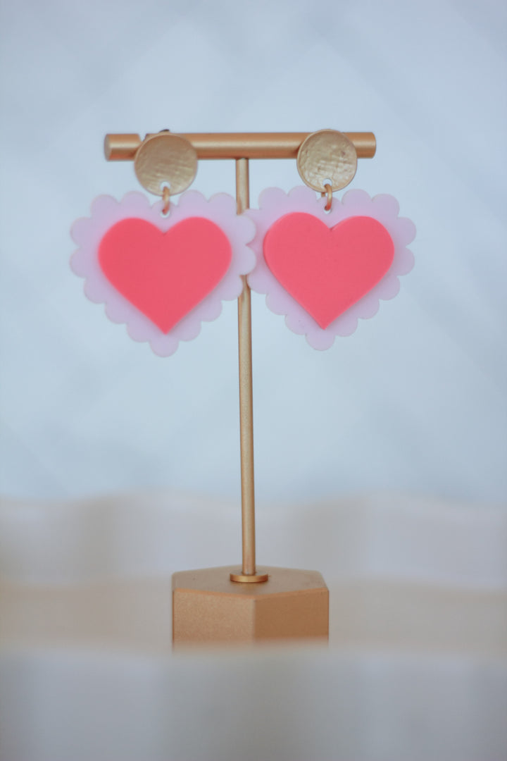 Scalloped Valentine Heart Earrings