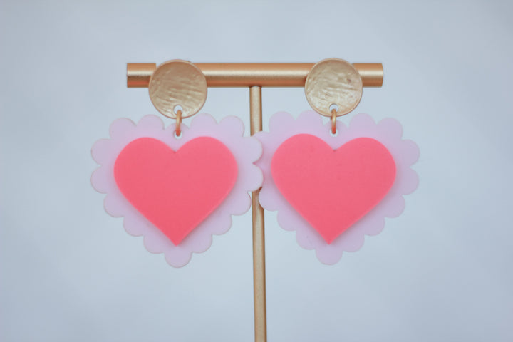 Scalloped Valentine Heart Earrings