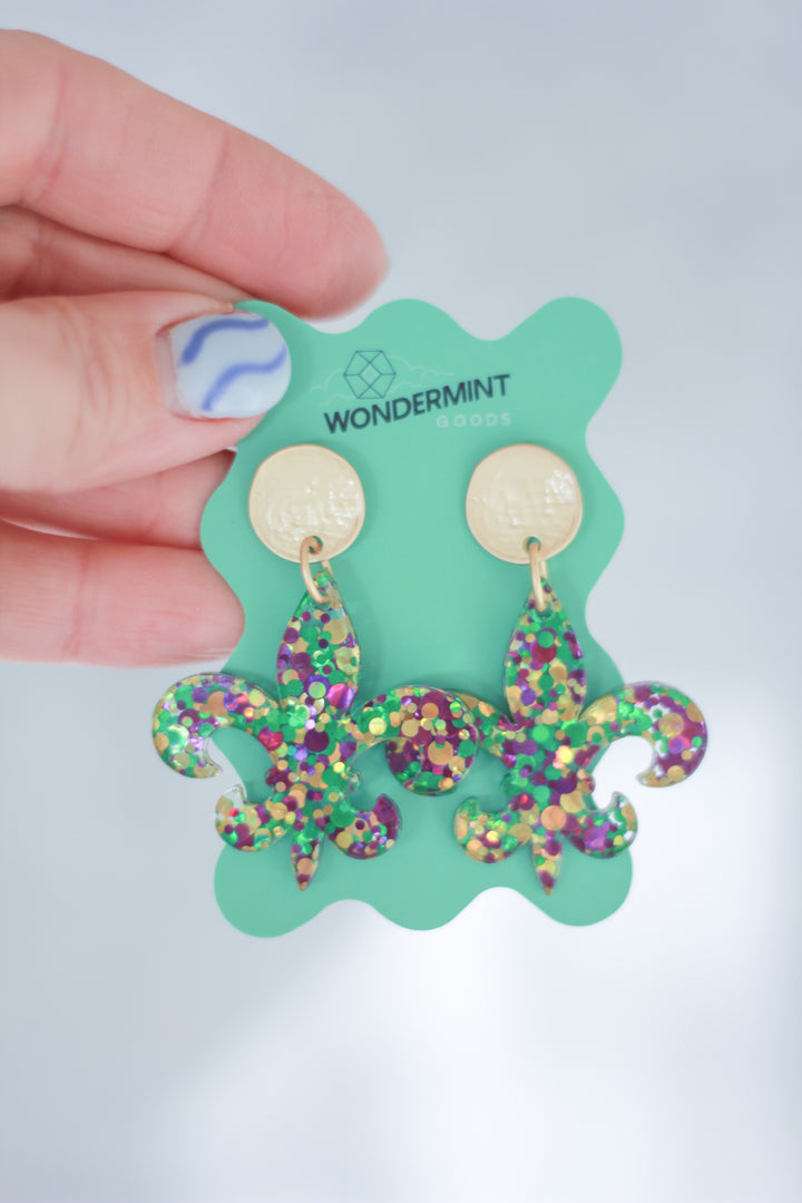 Mardi Gras Fleur de Lis Earrings