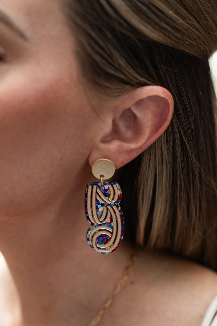 America250 Patriotic Confetti Logo Earrings