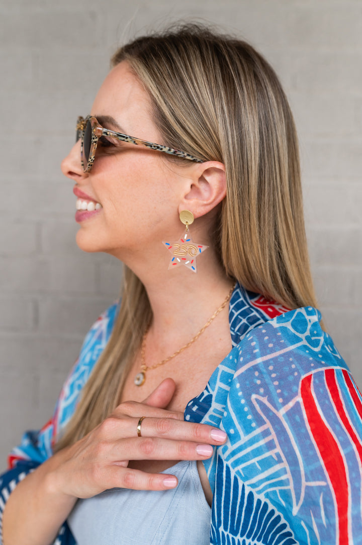 America250 Clear Acrylic Sprinkle Star Earrings