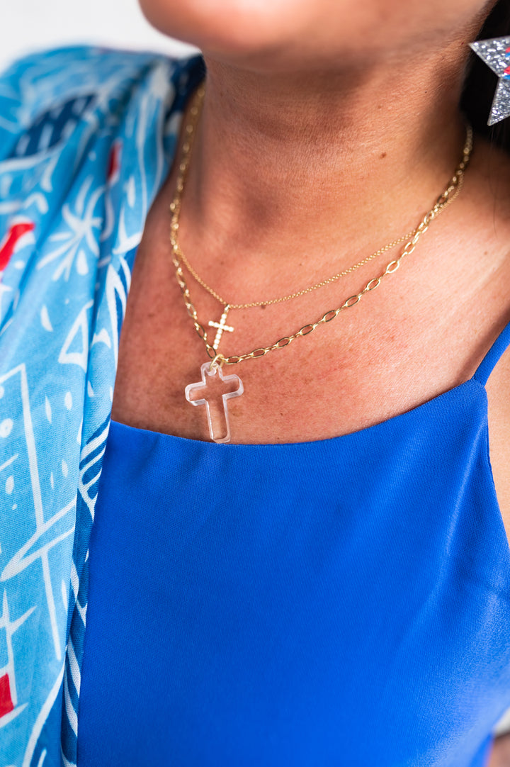 Clear Acrylic Cross Necklace