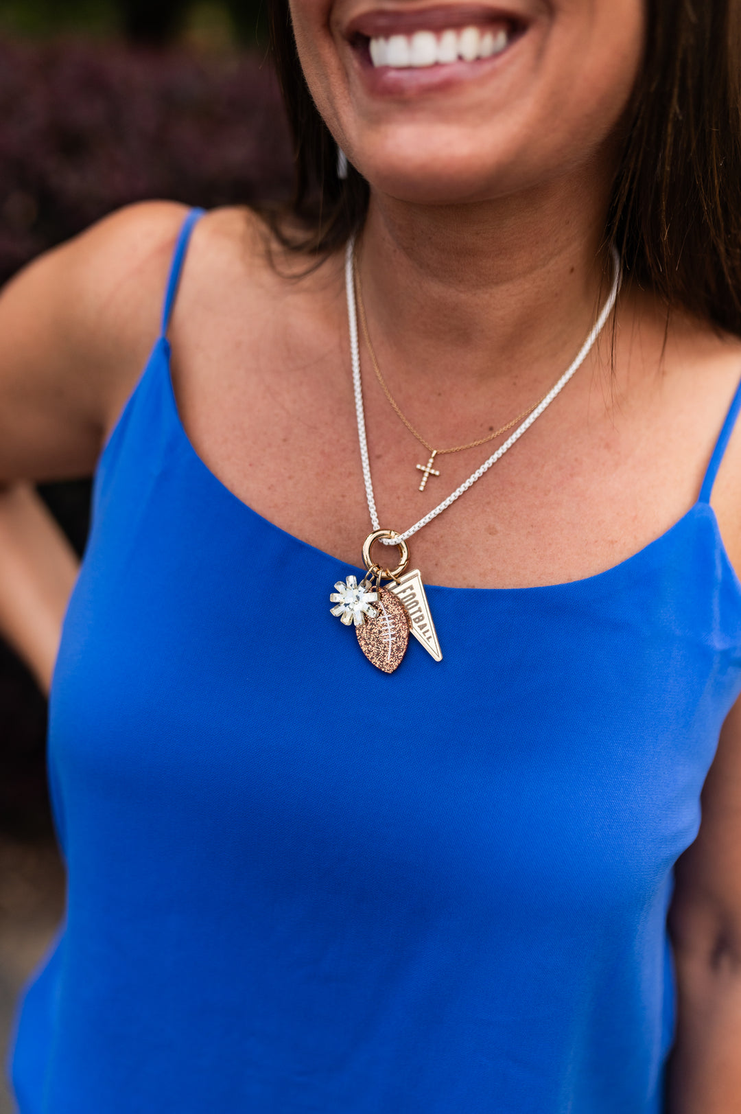 Football Enamel Charm Necklace