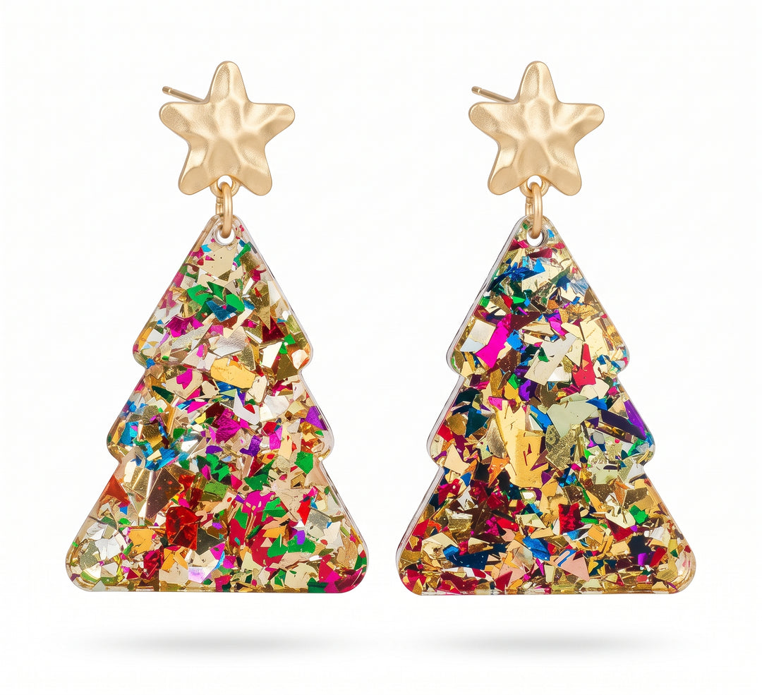 Classic Confetti Christmas Tree Earrings