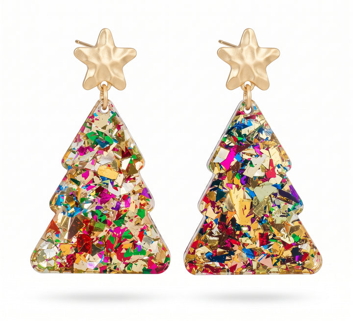 Classic Confetti Christmas Tree Earrings