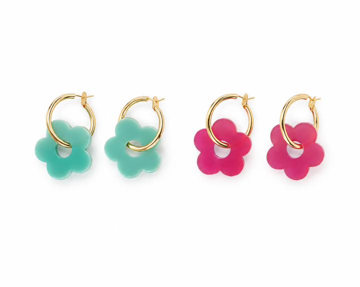 Medium Floral Gold Hoops