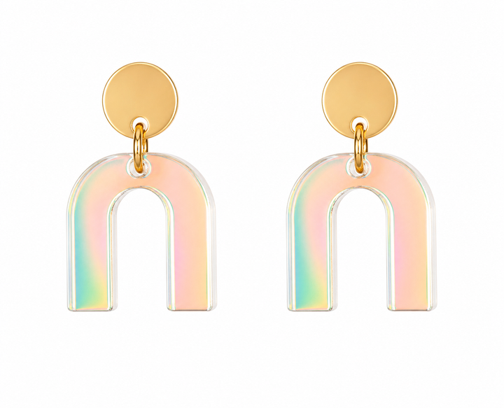 Mini Iridescent Arch Earrings