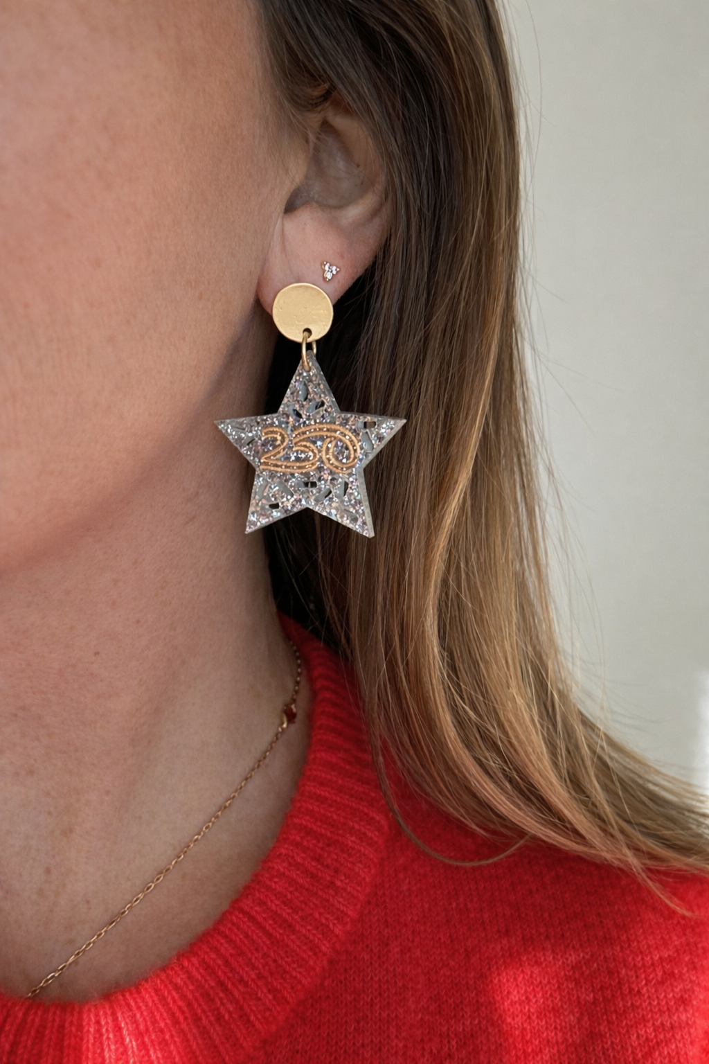 America250 Silver Glitter Sprinkle Cutout Earrings