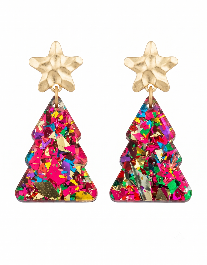 Classic Confetti Christmas Tree Earrings