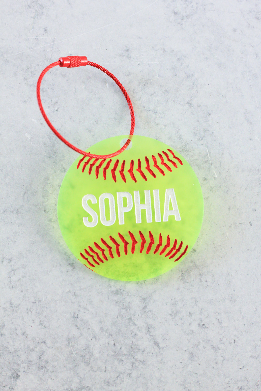 Softball Acrylic Bag Tag