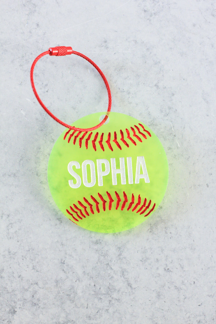 Softball Acrylic Bag Tag