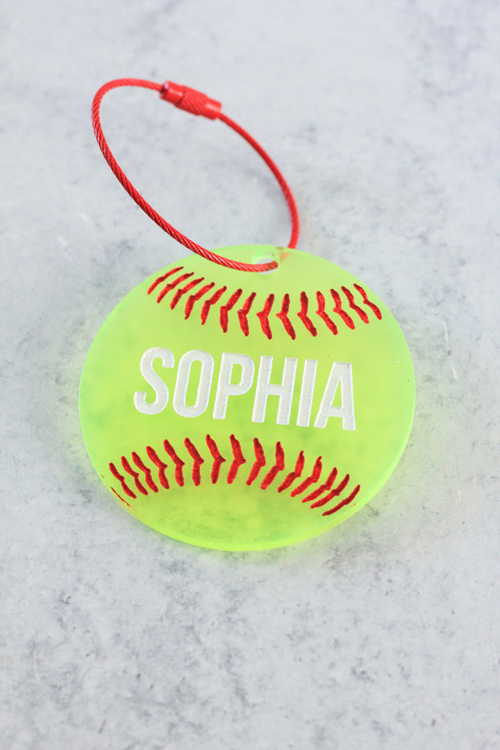 Softball Acrylic Bag Tag