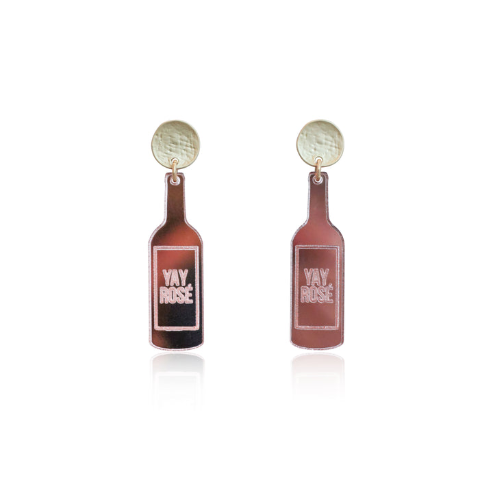 Rose Bottle Rose Gold Acrylic Earrings