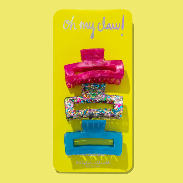 Hair Claw Clip Trio - Colorful Confetti