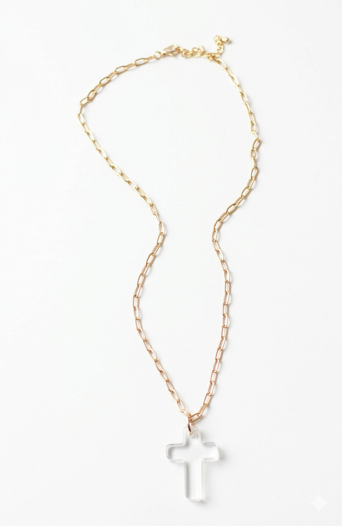 アクセサリー Clear Cross Chain Necklace Clear Acrylic Cross Necklace – Wondermint Goods
