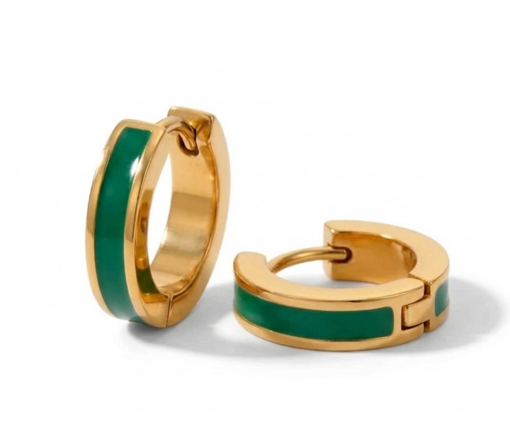 Enamel Stripe Hoops