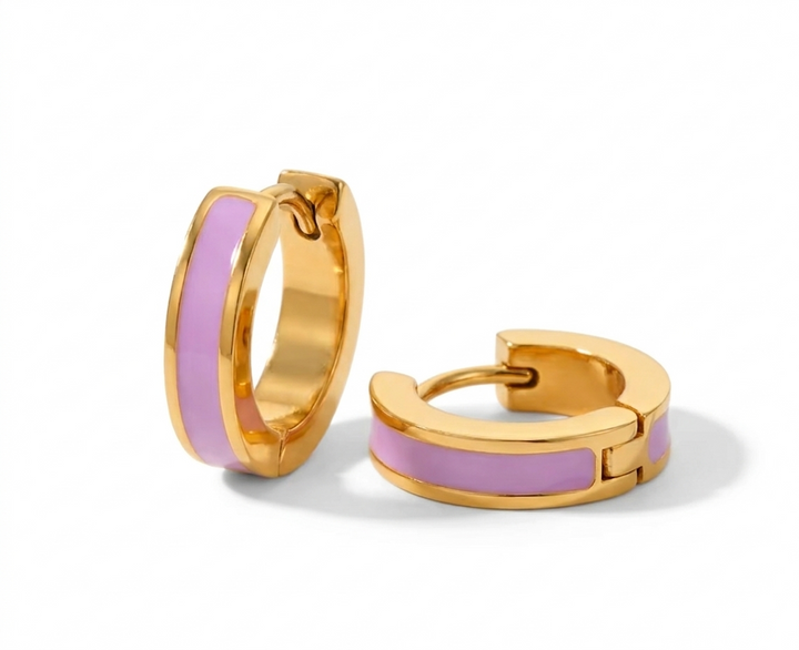 Enamel Stripe Hoops