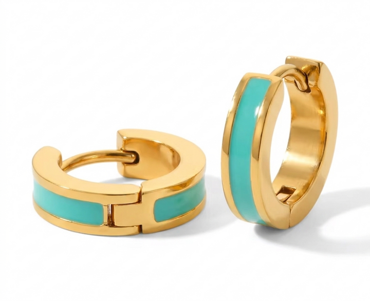Enamel Stripe Hoops