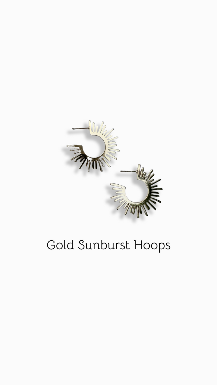 Gold Sunburst Hoops