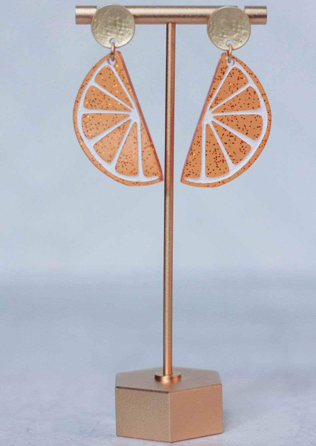 orange fruit slice earrings