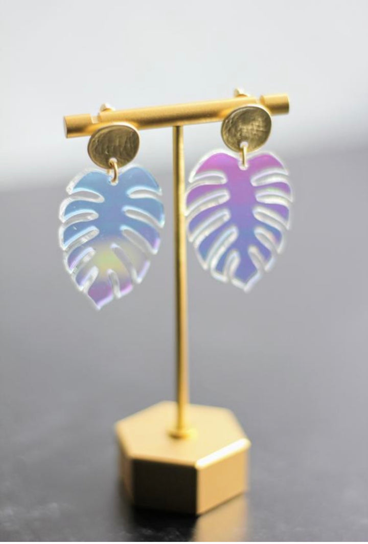 Monstera Leaf Acrylic Earrings