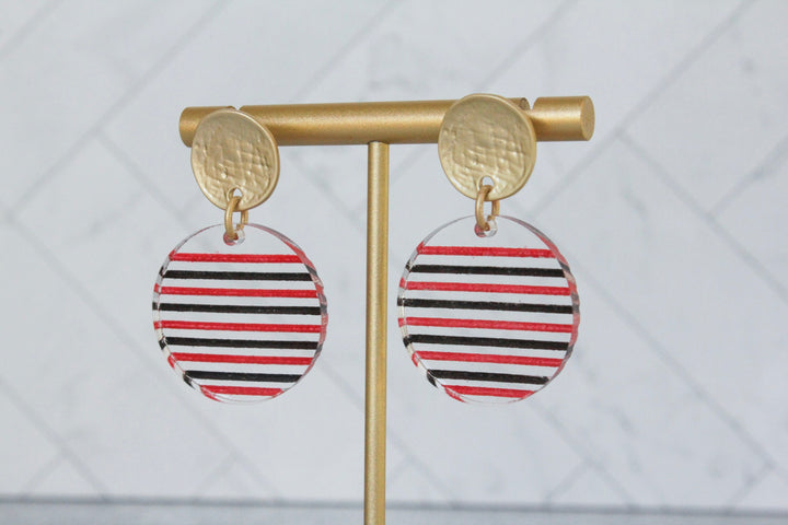 Gameday Stripe Acrylic Circle Earrings