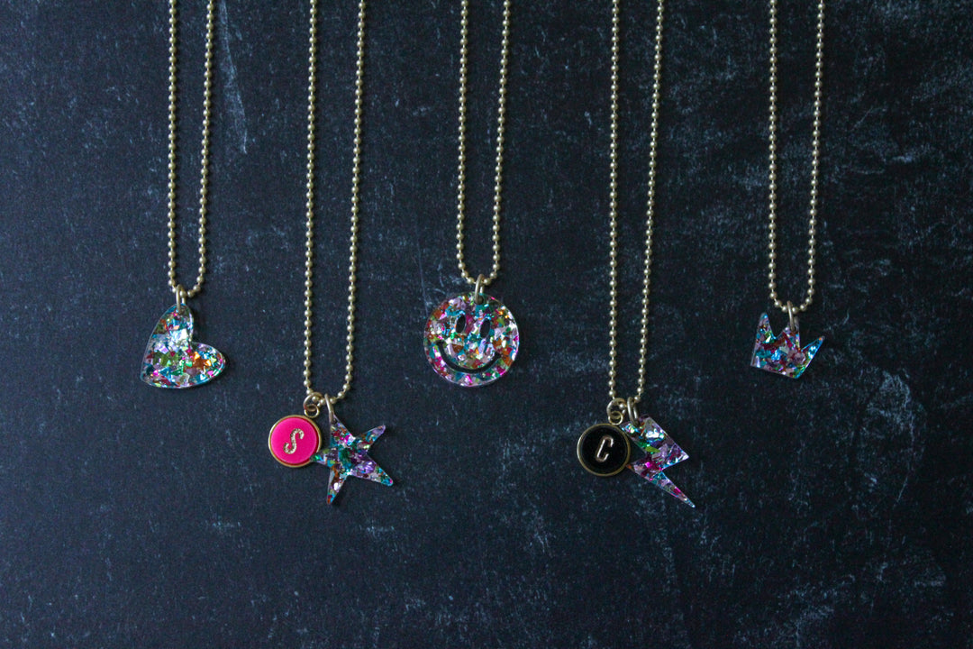 Kids Ball Chain Confetti Charm Necklace