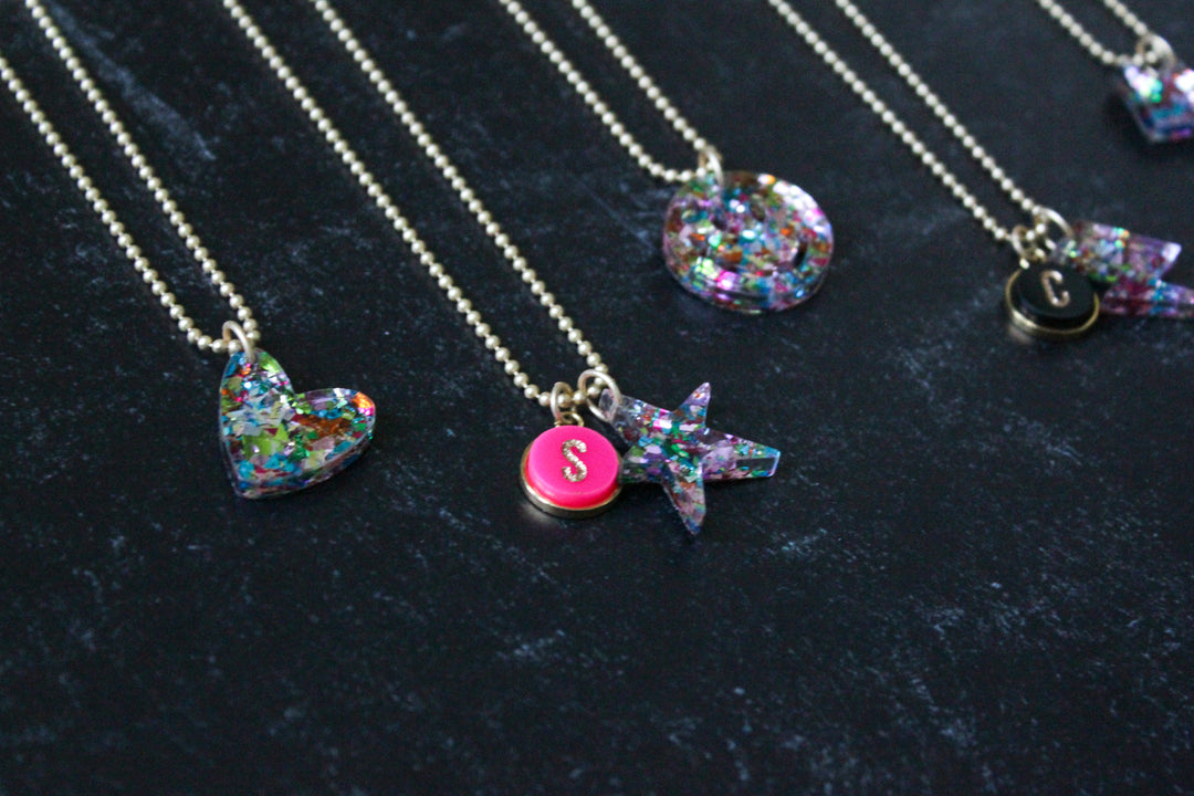 Kids Ball Chain Confetti Charm Necklace