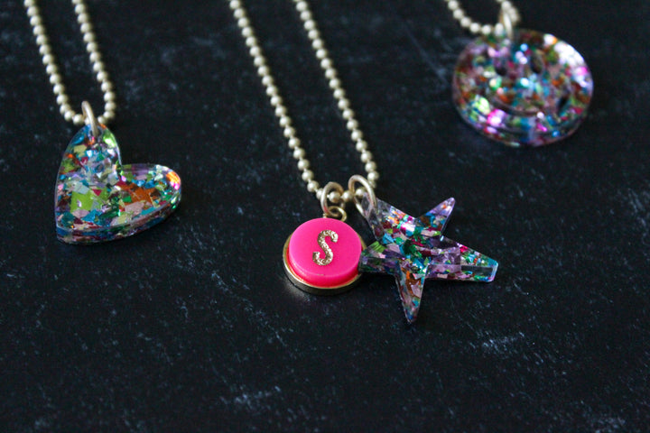 Kids Ball Chain Confetti Charm Necklace