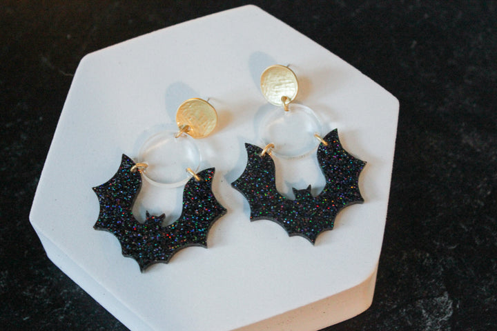 Bat Acrylic Halloween Earrings