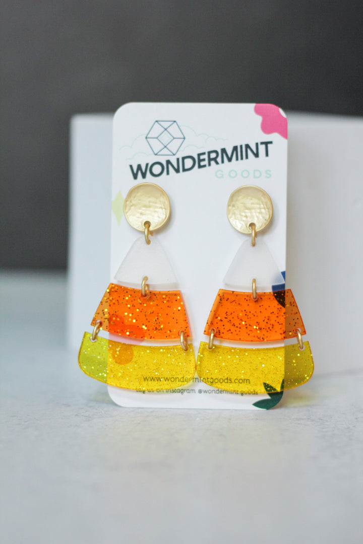 Candy Corn Acrylic Earrings