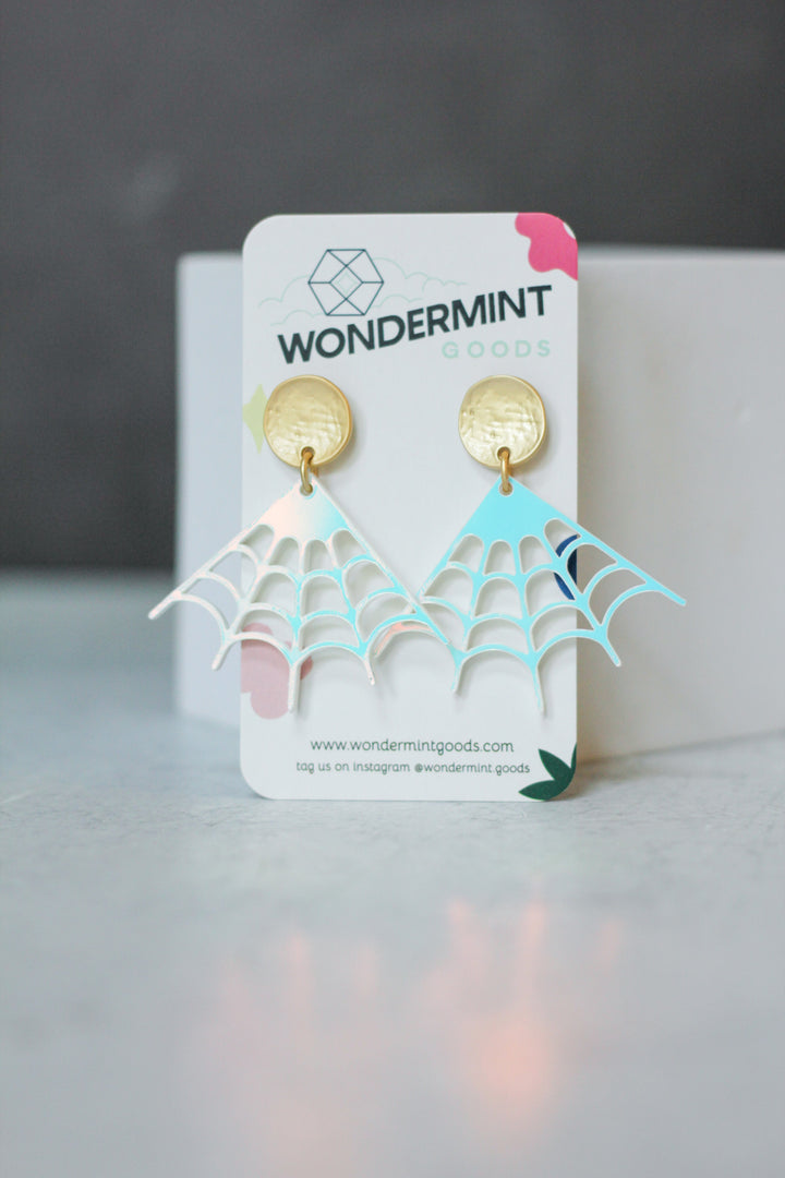 Spiderweb Triangle Acrylic Earrings