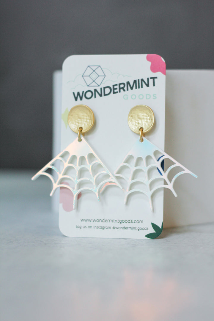 Spiderweb Triangle Acrylic Earrings