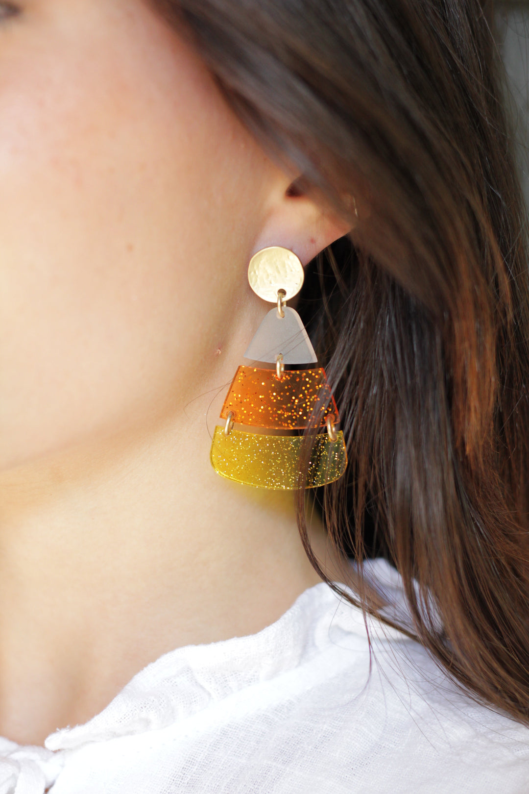 Candy Corn Acrylic Earrings