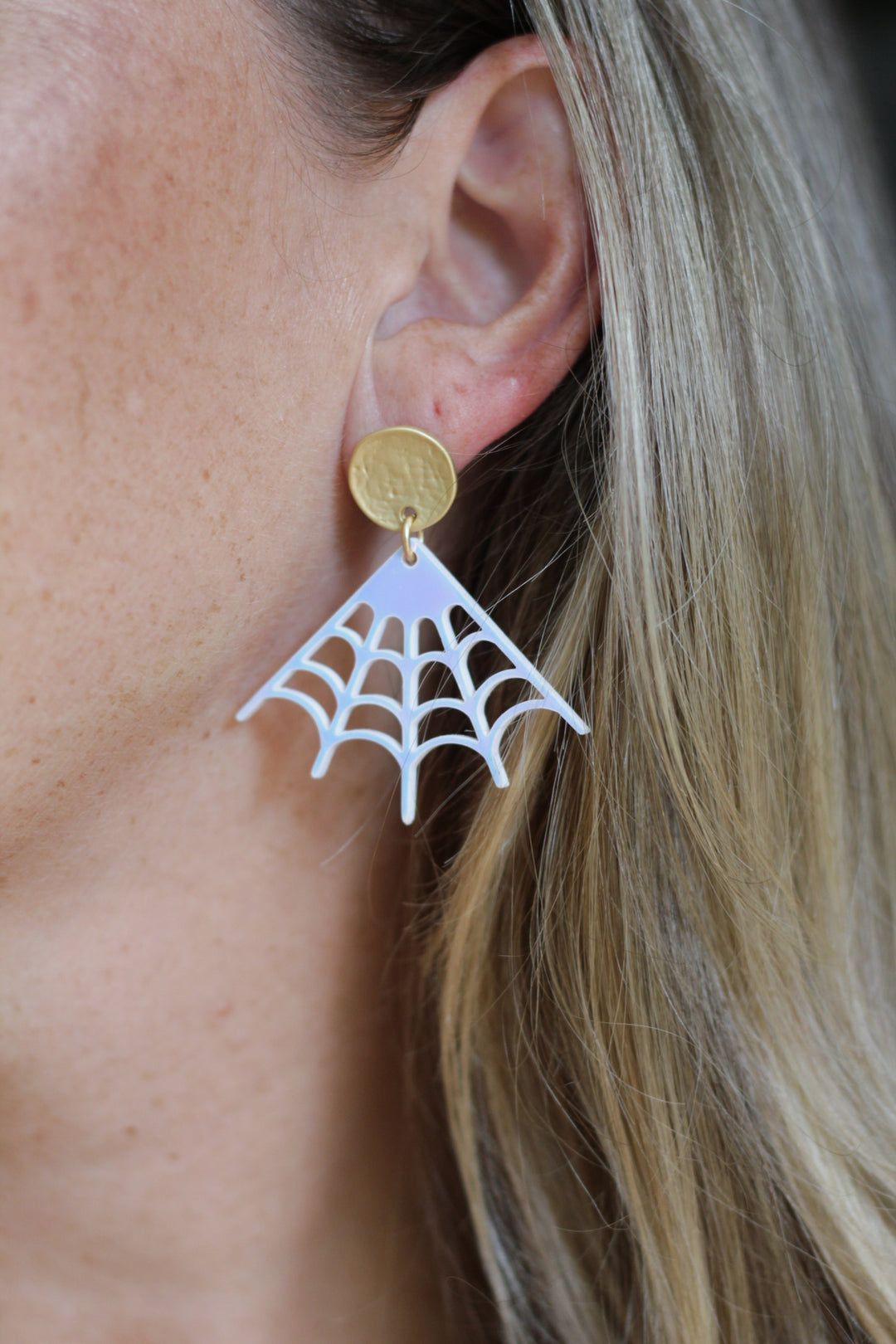 Spiderweb Triangle Acrylic Earrings