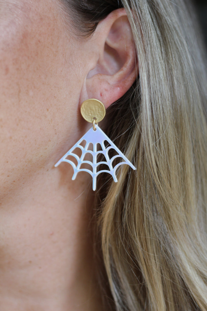 Spiderweb Triangle Acrylic Earrings