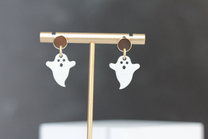 Kids White Glitter Ghost Earrings