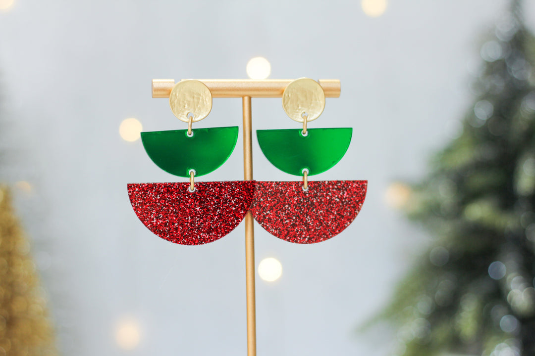 Gloria Earrings - Red & Green