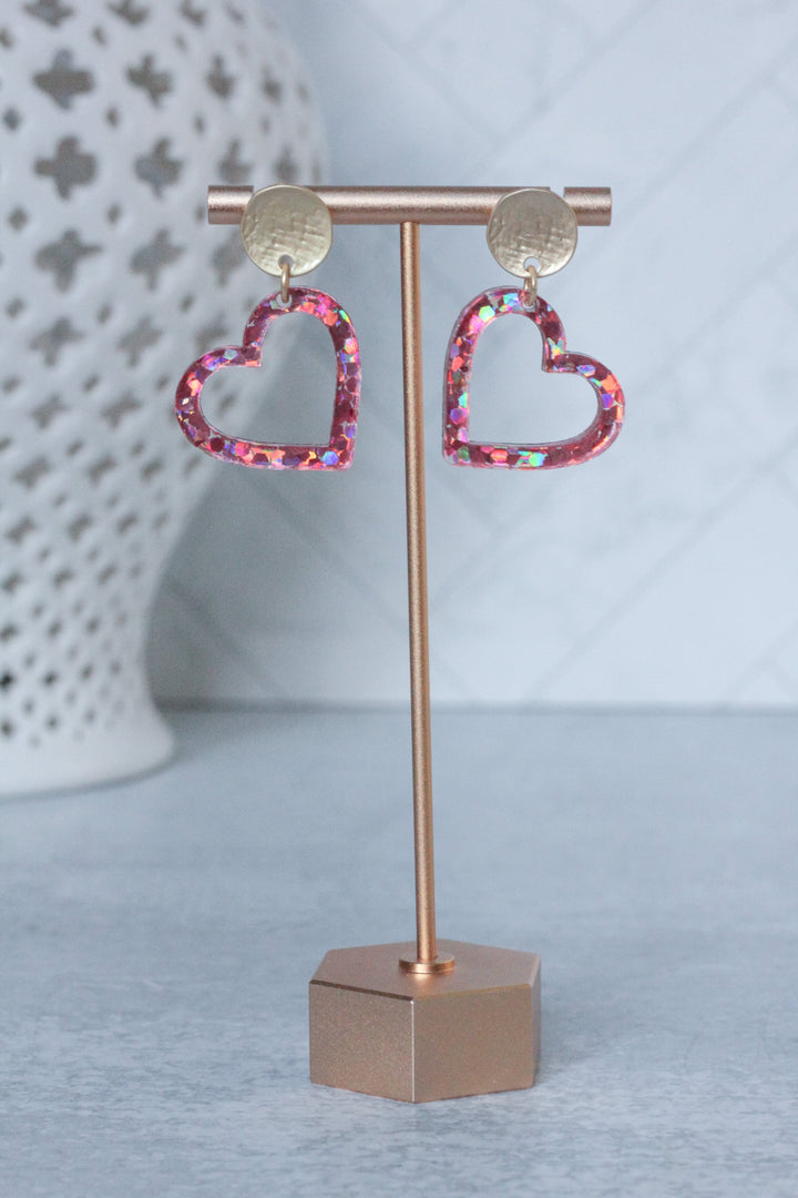 Confetti Heart Outline Earrings