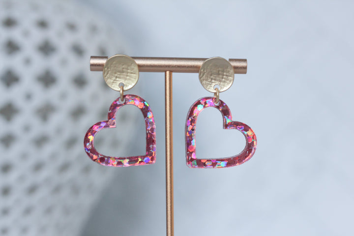 Confetti Heart Outline Earrings