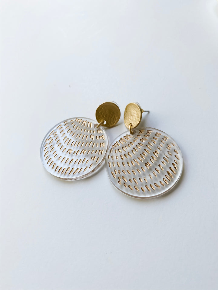 Gold Brush Stroke Acrylic Circle Earrings - Wondermint Goods