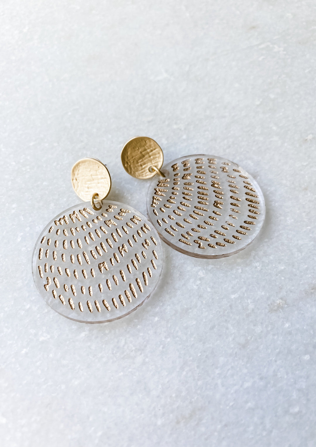 Gold Brush Stroke Acrylic Circle Earrings - Wondermint Goods