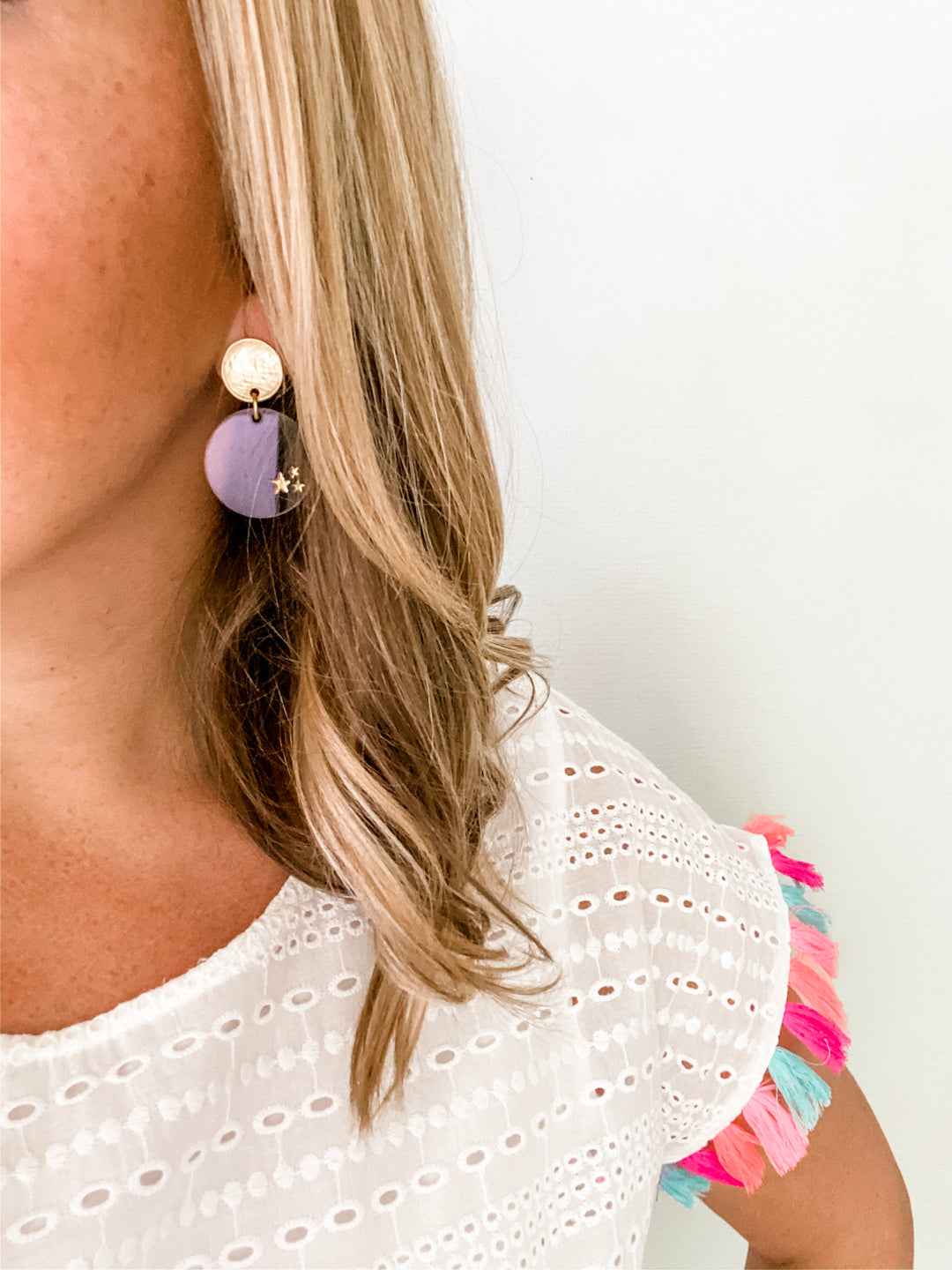 Striped Acrylic Circle Earrings | Rainbow - Wondermint Goods