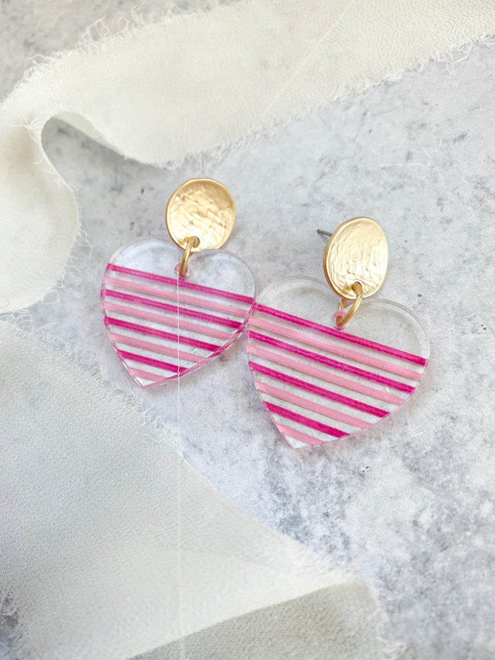 Striped Heart Earrings