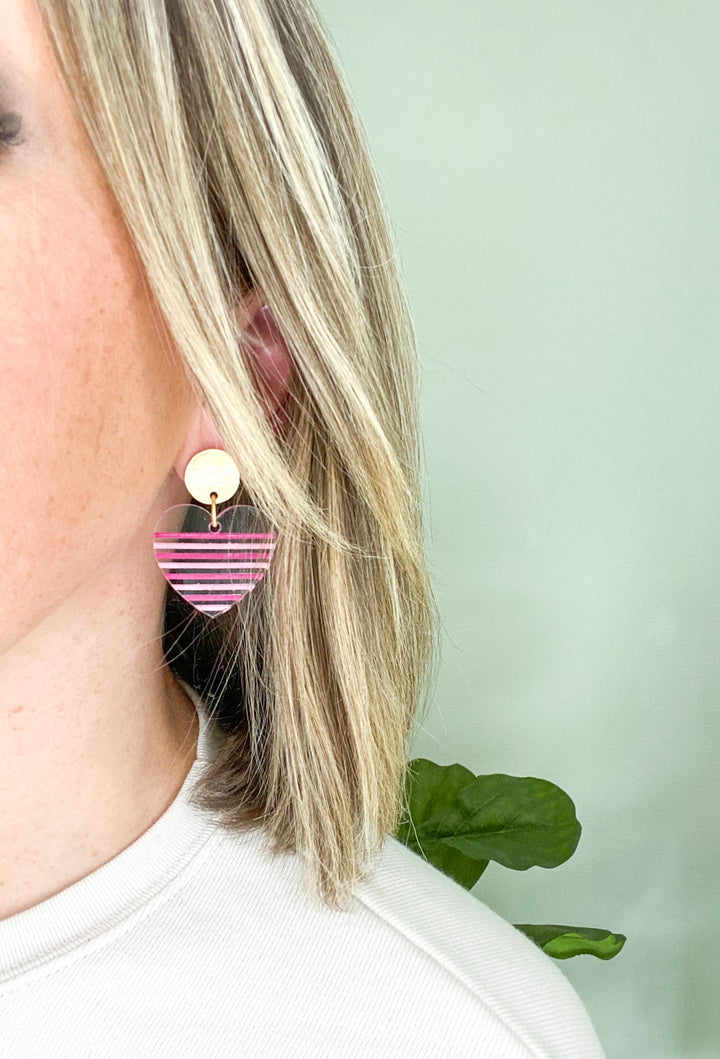 Striped Heart Earrings