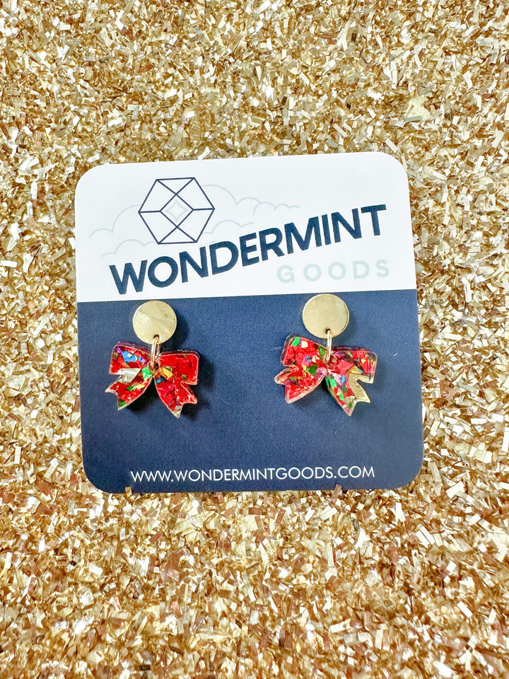 Mini Confetti Bow Earrings