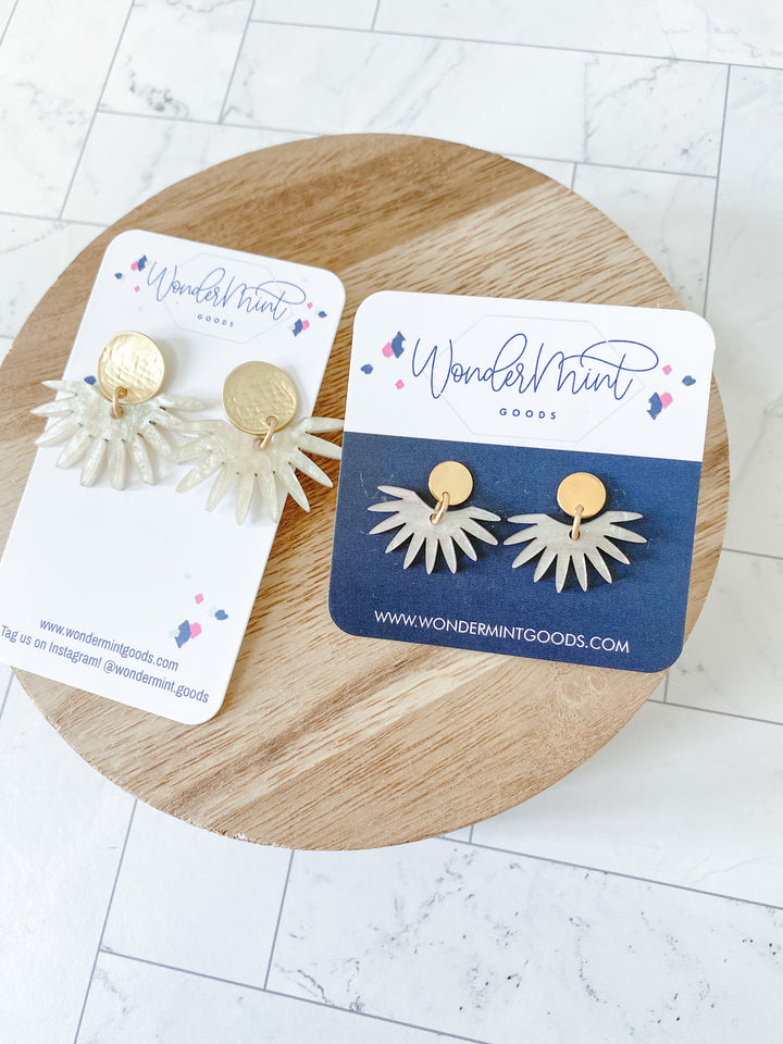 Mommy and Me Earring Set - Cream Pearl Fans